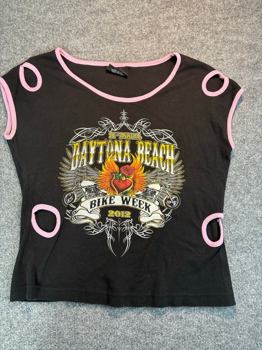 Daytona Beach Bike Week 2012 women’s cut out T shirt Size XL - 100% cotton